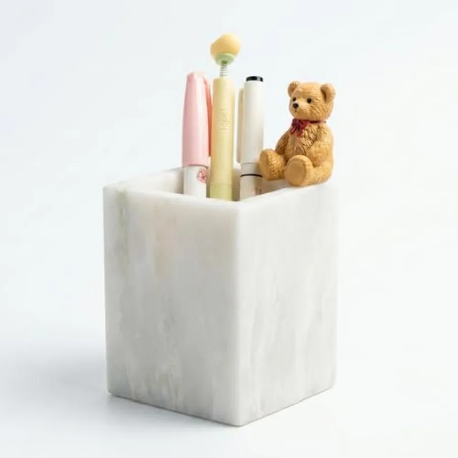 Natural Marble Pen Holder, 2.95" x 3.74" Square Hand-Polished Desk Pencil Cup, Multi-Functional Marble Organizer for Makeup Bru
Natural Marble Pen Holder, 2.95" x 3.74" Square Hand-Polished Desk Pencil Cup, Multi-Functional Marble Organizer for Makeup Bru
