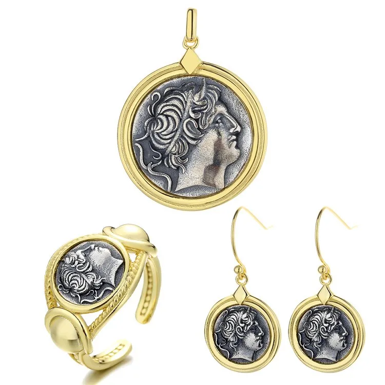 DMTLZFSILVER 925 Silver Fashion Dmitri Retro Gold Ancient Coin Set Earring Ring Pendant Without Chain Women Wedding Jewelry Girl
DMTLZFSILVER 925 Silver Fashion Dmitri Retro Gold Ancient Coin Set Earring Ring Pendant Without Chain Women Wedding Jewelry Girl