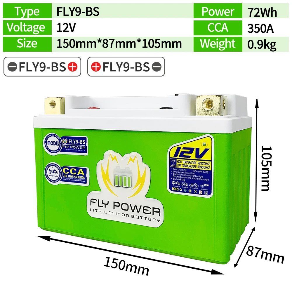 FLY9-BS Motorcycle Battery 6Ah CCA350A Cycle-Resistant Starter Battery, Storage Unit Maintenance-Free
FLY9-BS Motorcycle Battery 6Ah CCA350A Cycle-Resistant Starter Battery, Storage Unit Maintenance-Free