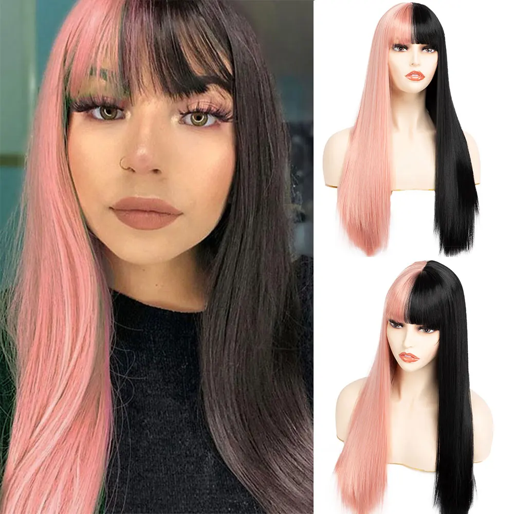 Pink and Black Wig With Bangs Green Gray Long Straight Hair Wig Cosplay Ombre Synthetic Hair Wigs For Women Msholy
Pink and Black Wig With Bangs Green Gray Long Straight Hair Wig Cosplay Ombre Synthetic Hair Wigs For Women Msholy
