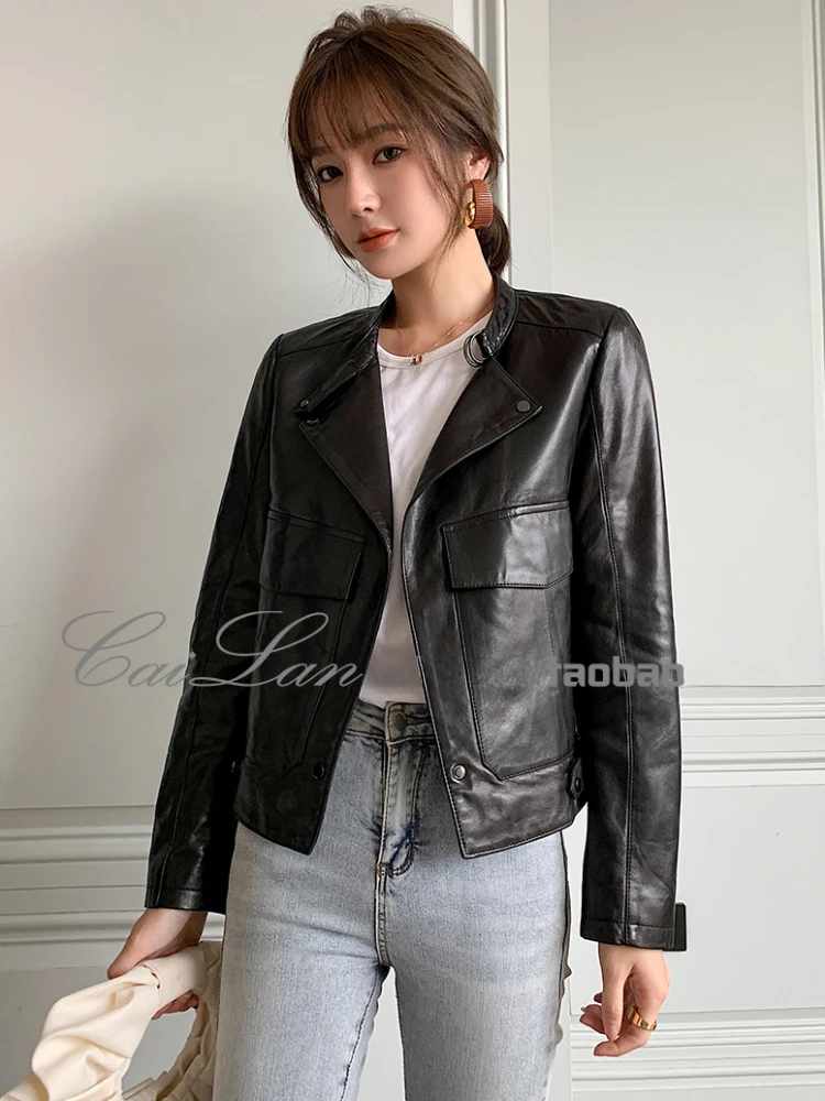 Stand Collar Short Real Sheepskin Coat Women Spring Autumn 2024 New Trend Simple Casual Motorcycle Genuine Leather Jacket
Stand Collar Short Real Sheepskin Coat Women Spring Autumn 2024 New Trend Simple Casual Motorcycle Genuine Leather Jacket