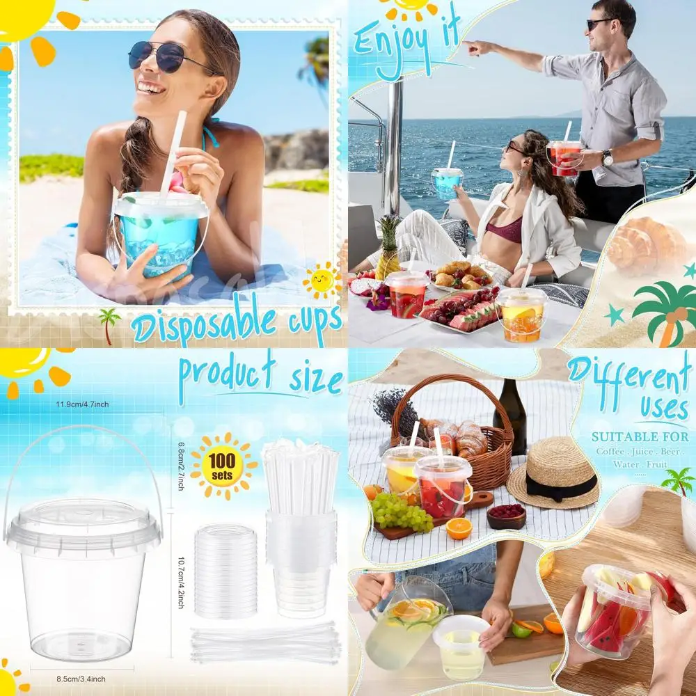 24oz Clear Plastic Drink Buckets with Lids and Straws, Disposable Iced Coffee Cups, Ideal for Cocktail Parties, Smoothie Cups, B
24oz Clear Plastic Drink Buckets with Lids and Straws, Disposable Iced Coffee Cups, Ideal for Cocktail Parties, Smoothie Cups, B