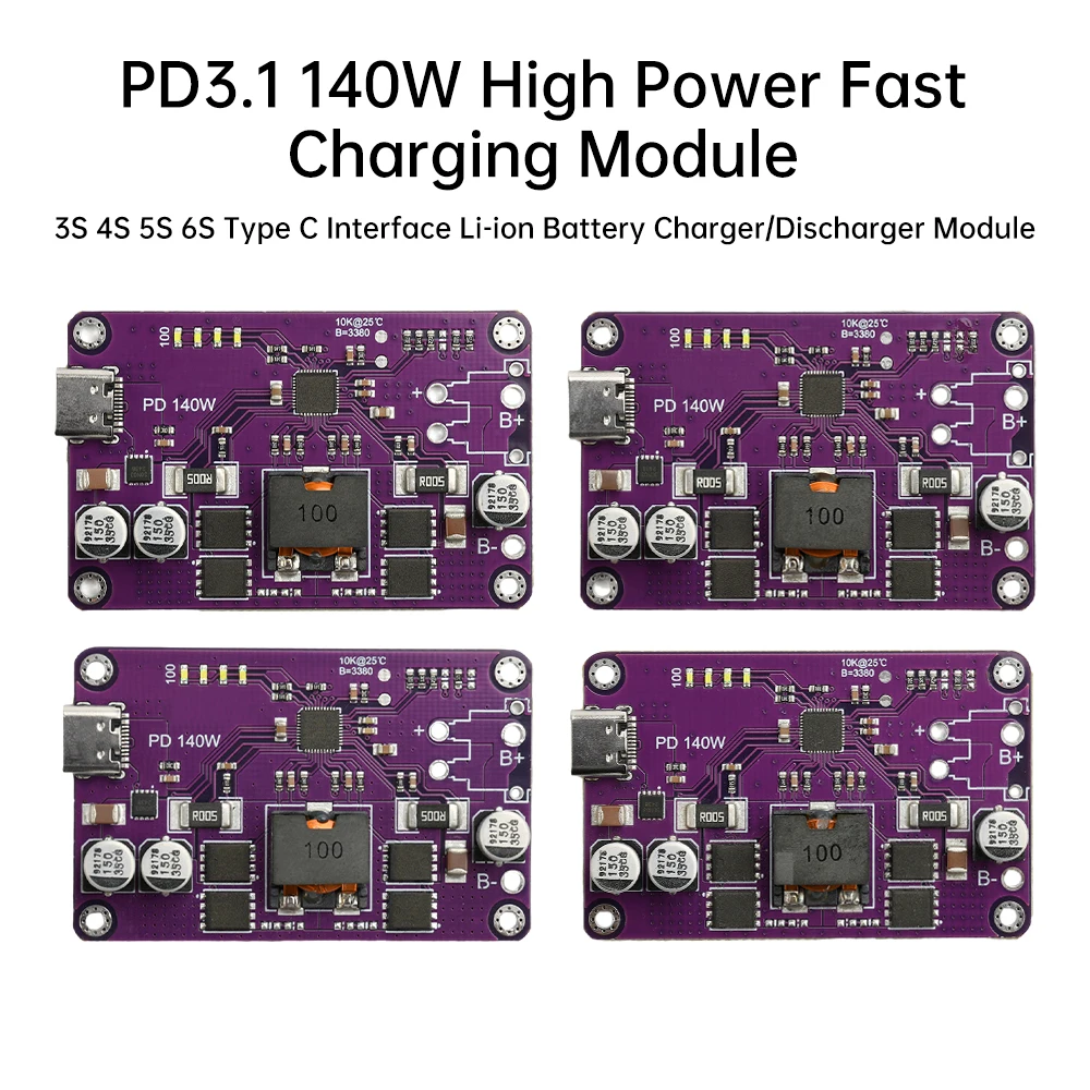 PD3.1 140W High Power Fast Charger Module 3S 4S 5S 6S Lithium Battery Pack Charger/Discharger Module Type-C Interface
PD3.1 140W High Power Fast Charger Module 3S 4S 5S 6S Lithium Battery Pack Charger/Discharger Module Type-C Interface