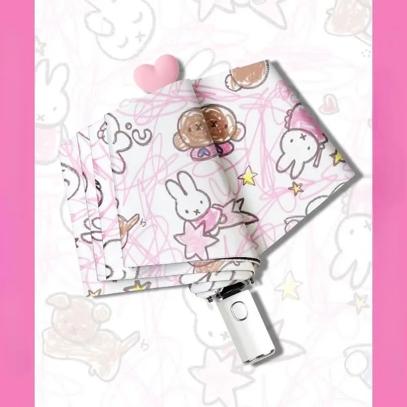 New Kawaii Miffy Cartoon Cute Pink Graffiti Automatic Umbrella Black Glue Sunscreen Folding Umbrella
New Kawaii Miffy Cartoon Cute Pink Graffiti Automatic Umbrella Black Glue Sunscreen Folding Umbrella