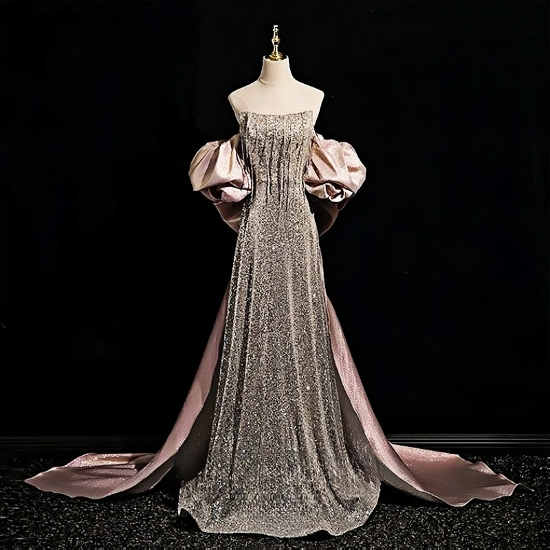 Elegant Bridesmaid Dresses Long Fishtails Strapless Off-The-Shoulder Backless Shiny Formal Occasions Banquet Evening Dresses
Elegant Bridesmaid Dresses Long Fishtails Strapless Off-The-Shoulder Backless Shiny Formal Occasions Banquet Evening Dresses