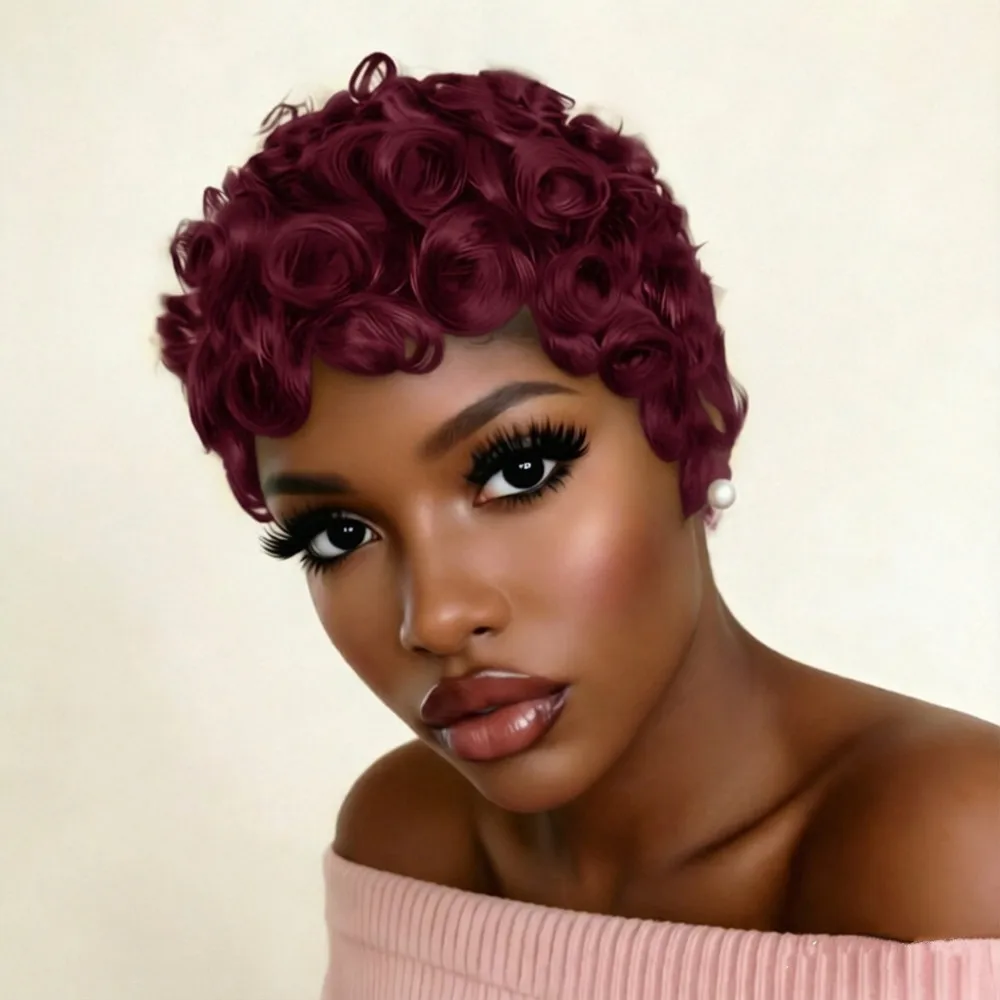 pixie cut hair wig Party holidays gift wig curly short human hair pixie wig machine made human hair wigs for women black wig
pixie cut hair wig Party holidays gift wig curly short human hair pixie wig machine made human hair wigs for women black wig