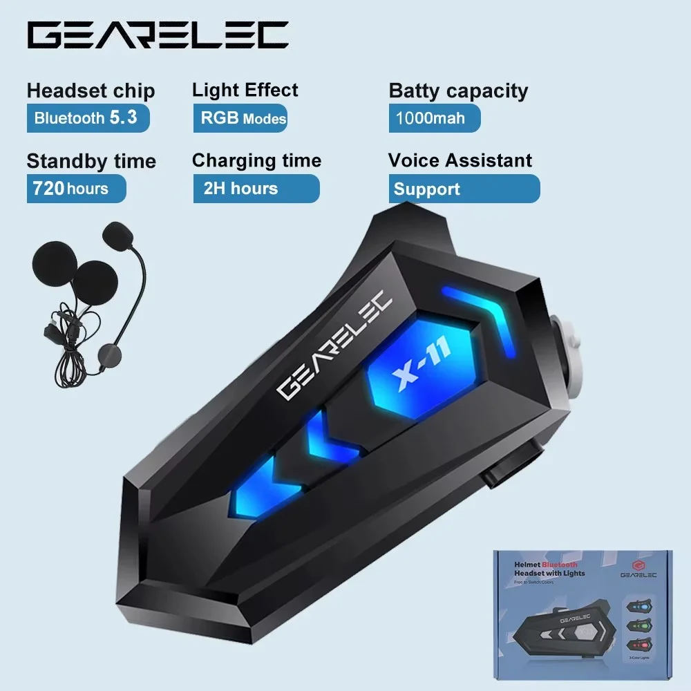 GEARELEC X-11 Motorcycle Helmet Headset Bluetooth 5.3 Waterproof Speaker Earphone Tri-Color Ambient Light Communication System
GEARELEC X-11 Motorcycle Helmet Headset Bluetooth 5.3 Waterproof Speaker Earphone Tri-Color Ambient Light Communication System