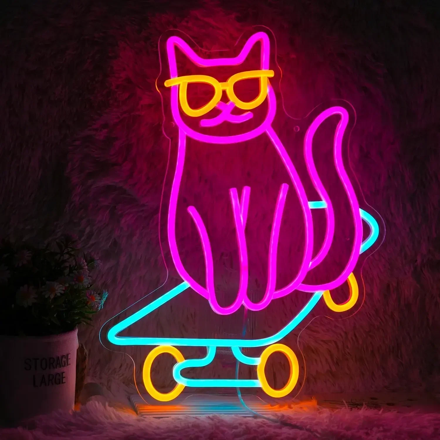  Неоновая вывеска «Кот на скейтборде» с USB-подсветкой, регулируемая LED-лампа, настенный декор для игровой комнаты, спальни, гостиной, бара, вечеринок, подарки
Неоновая вывеска «Кот на скейтборде» с USB-подсветкой, регулируемая LED-лампа, настенный декор для игровой комнаты, спальни, гостиной, бара, вечеринок, подарки