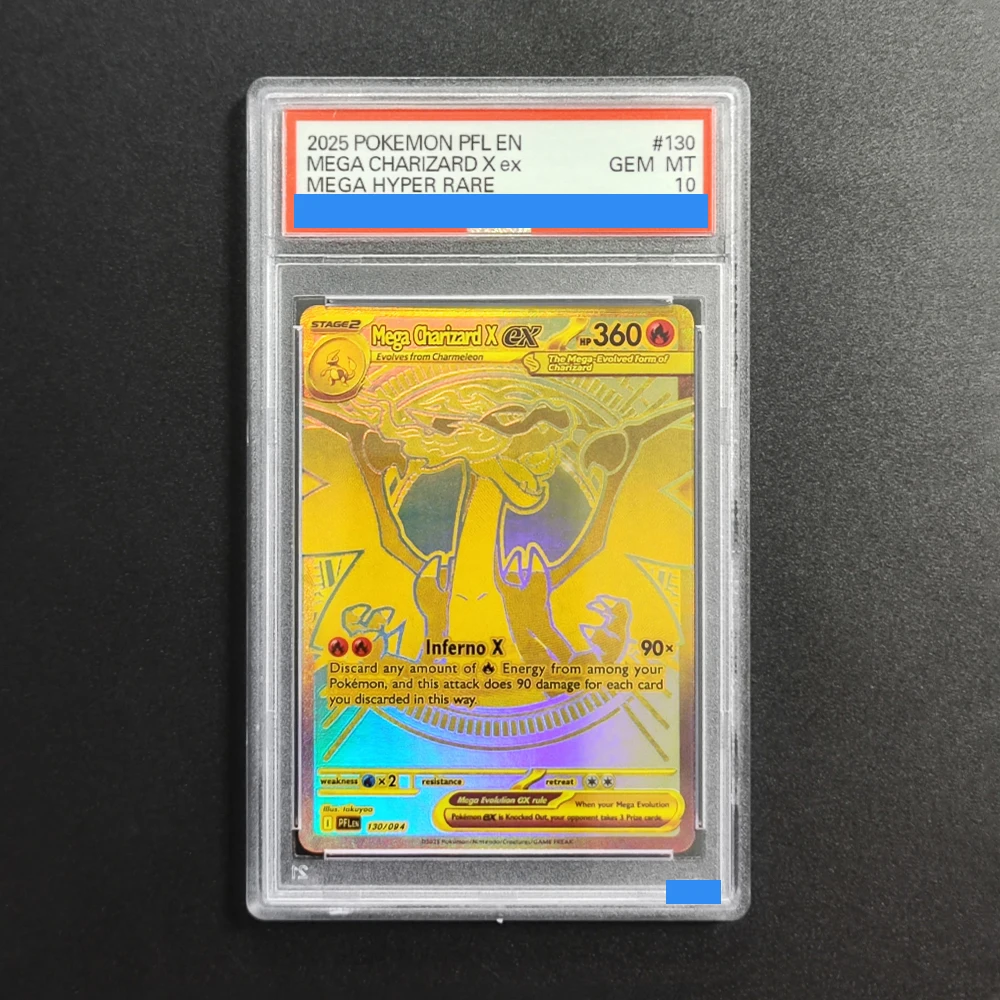 2025 POKEMON PFL EN MEGA CHARIZARDX ex MEGA HYPER RARE 130 GEM MT 10 Collection DIY Rating Card High Quality Replica Card
2025 POKEMON PFL EN MEGA CHARIZARDX ex MEGA HYPER RARE 130 GEM MT 10 Collection DIY Rating Card High Quality Replica Card