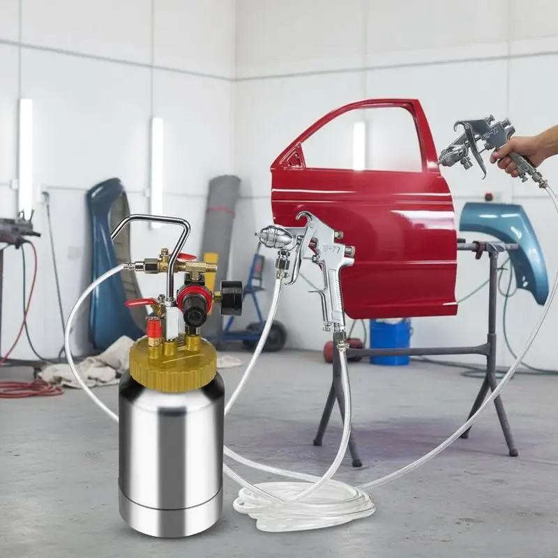 Pneumatic Paint Pressure Tank 2L/0.5gal For Home Decoration Architecture Construction Automotive Painting, 1.8mm Nozzle Spray Gun 3m Hoses 45PSI Max Pressure Capacity Metal Construction High Atomization Performance
Pneumatic Paint Pressure Tank 2L/0.5gal For Home Decoration Architecture Construction Automotive Painting, 1.8mm Nozzle Spray Gun 3m Hoses 45PSI Max Pressure Capacity Metal Construction High Atomization Performance