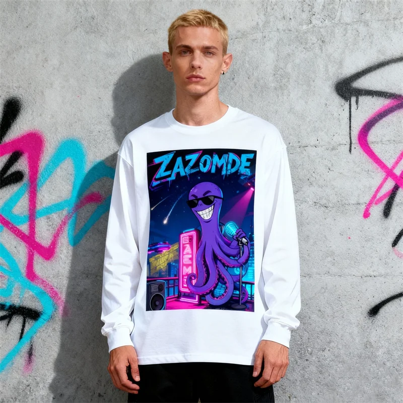 ZAZOMDE Cartoon Octopus Printed Long Sleeve T-Shirt For Men And Women 100 Cotton Loose Fit Casual Fashion Top For Fall Season
ZAZOMDE Cartoon Octopus Printed Long Sleeve T-Shirt For Men And Women 100 Cotton Loose Fit Casual Fashion Top For Fall Season