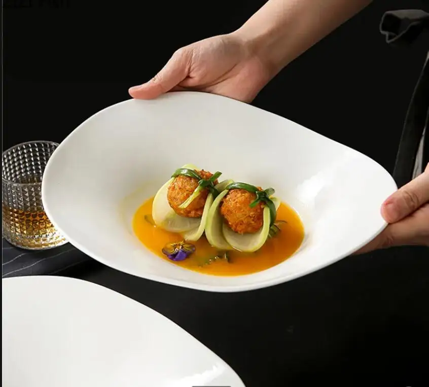 Home Salad Fruit Dessert Plate Irregular Ceramic Soup Restaurant Main Course Steak Kitchen Tableware
Home Salad Fruit Dessert Plate Irregular Ceramic Soup Restaurant Main Course Steak Kitchen Tableware