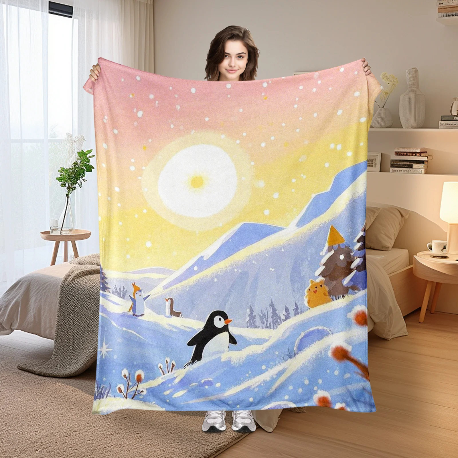Cute Penguin Snowy Grassland Pink Yellow Design Blanket For Winter Comfort And Vibrant Home Decor
Cute Penguin Snowy Grassland Pink Yellow Design Blanket For Winter Comfort And Vibrant Home Decor
