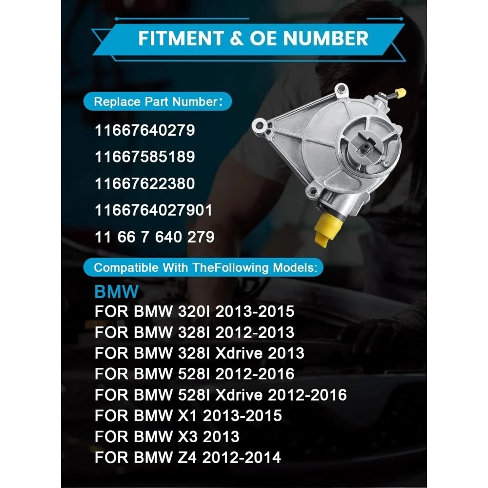 Brake Vacuum Pump for BMW 320i F30 2012-2015 ,125i F20/F21 2011-2013,328i F30,528i,X3,X1,X4,125i,Z4 E89 OE#A11667640279
Brake Vacuum Pump for BMW 320i F30 2012-2015 ,125i F20/F21 2011-2013,328i F30,528i,X3,X1,X4,125i,Z4 E89 OE#A11667640279