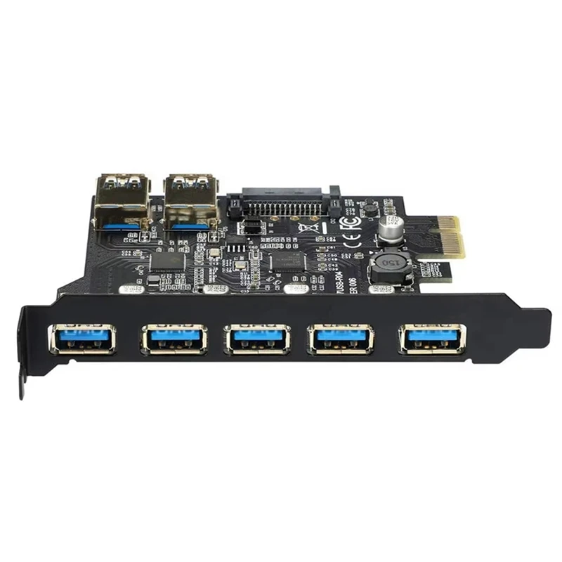 PCI-E USB 3.0 7 Ports Expansion Card With 15Pin SATA Power Connector PCIE X1 USB3.0 Adapter 5Gbps
PCI-E USB 3.0 7 Ports Expansion Card With 15Pin SATA Power Connector PCIE X1 USB3.0 Adapter 5Gbps