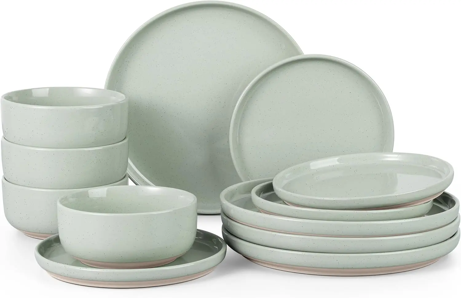 Stoneware Dinnerware Sets, 12-Piece Plates and Bowls Set for 4, Dishes Set for Home Restaurant, Speckled Asparagus Green
Stoneware Dinnerware Sets, 12-Piece Plates and Bowls Set for 4, Dishes Set for Home Restaurant, Speckled Asparagus Green
