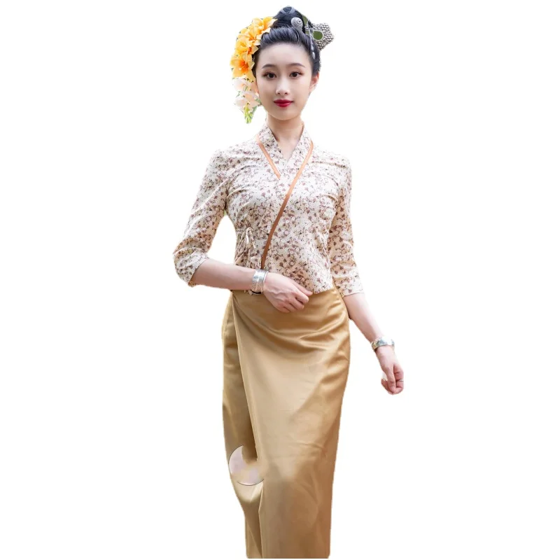 Spring Summer Thailand Traditional Clothing for Women Tops Blouse Skirt Thai Costume Asian Clothes Vintage
Spring Summer Thailand Traditional Clothing for Women Tops Blouse Skirt Thai Costume Asian Clothes Vintage