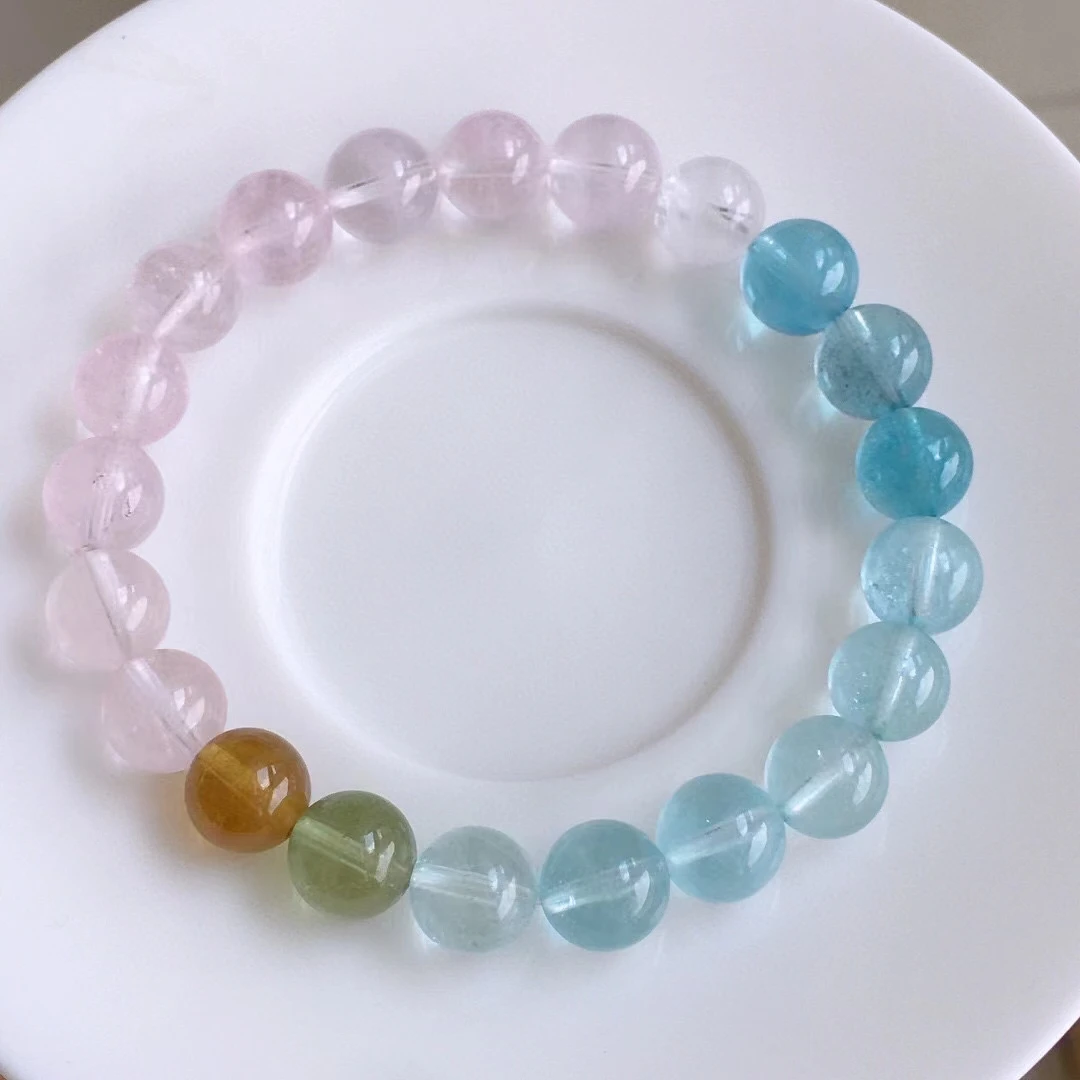 Natural Colorful Morganite Quartz Bracelet Clear Round Beads 8.2mm Blue Rainbow Candy Morganite Stone AAAAAA
Natural Colorful Morganite Quartz Bracelet Clear Round Beads 8.2mm Blue Rainbow Candy Morganite Stone AAAAAA