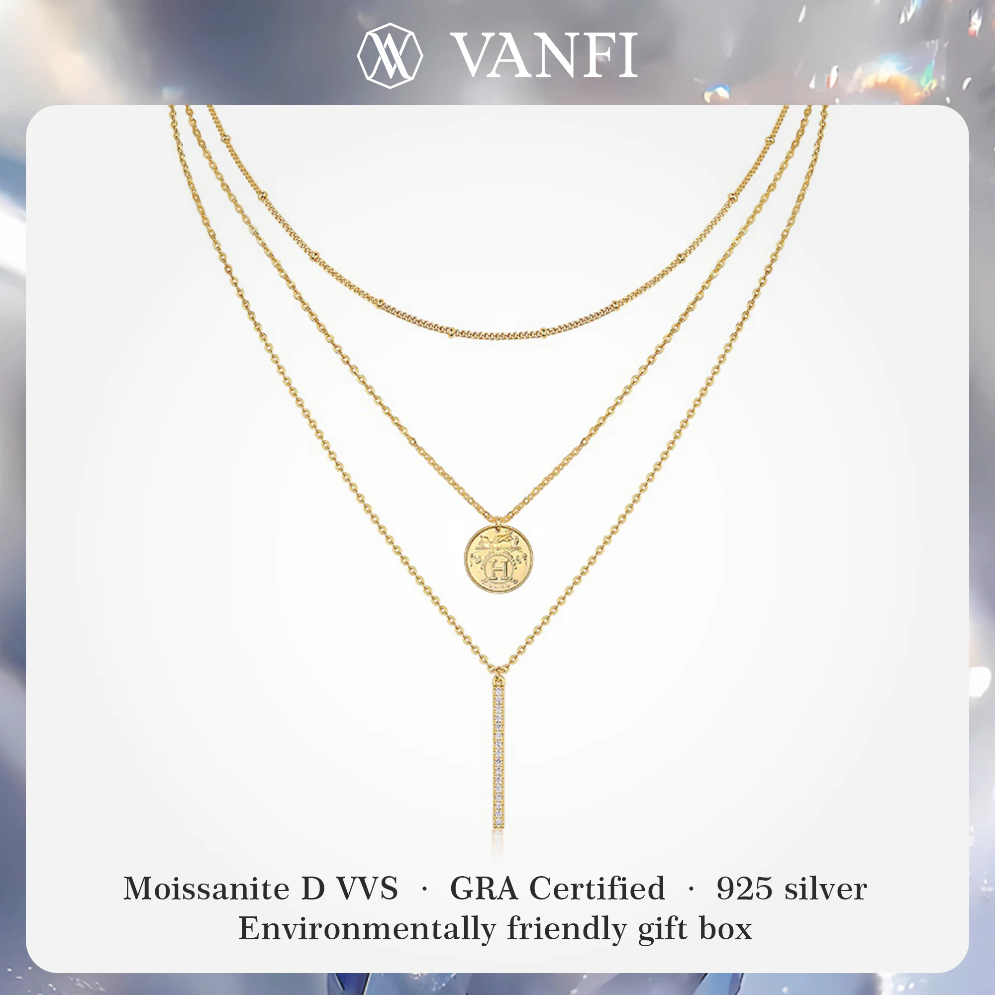 Kfvanfi S925 sterling silver moissanite women's stacking coin necklace 18K gold plated party pendant clavicle chain fine jewelry
Kfvanfi S925 sterling silver moissanite women's stacking coin necklace 18K gold plated party pendant clavicle chain fine jewelry