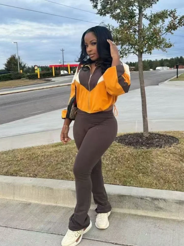 Soefdioo Color Block Casual Sporty Women's Set Crop Jackets+Flare Pant Suits 2024 Fall Active Street Baddie 2 Piece Sets Outfits
Soefdioo Color Block Casual Sporty Women's Set Crop Jackets+Flare Pant Suits 2024 Fall Active Street Baddie 2 Piece Sets Outfits