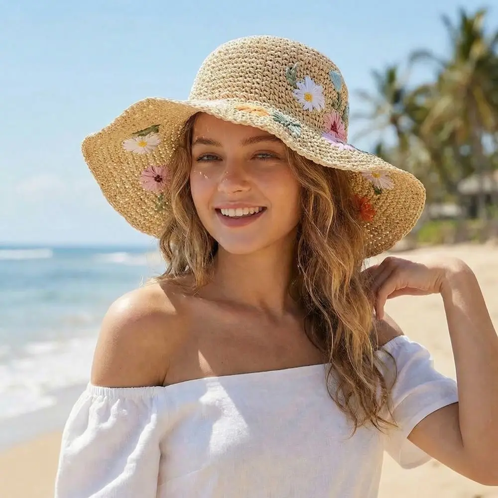 Fashion Colorful Flower Straw Hat Boho Wide Brim Weave Hat Foldable Breathable Beach Hat Outdoor
Fashion Colorful Flower Straw Hat Boho Wide Brim Weave Hat Foldable Breathable Beach Hat Outdoor