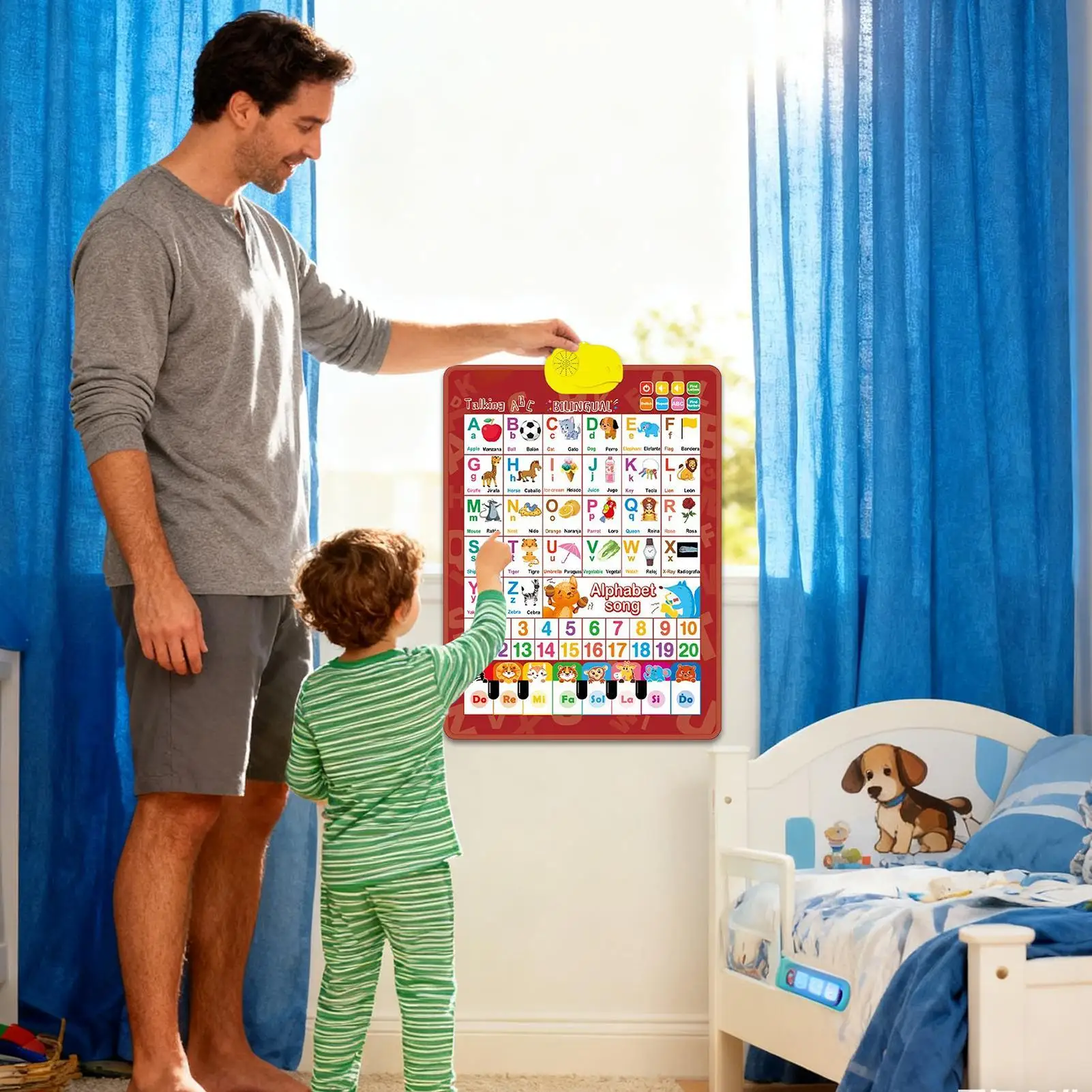 Alphabet Wall Chart Talking Bilingual Interactive Toy Music Spanish And English Preschool Wall Posters for Ages 3-8 Language
Alphabet Wall Chart Talking Bilingual Interactive Toy Music Spanish And English Preschool Wall Posters for Ages 3-8 Language