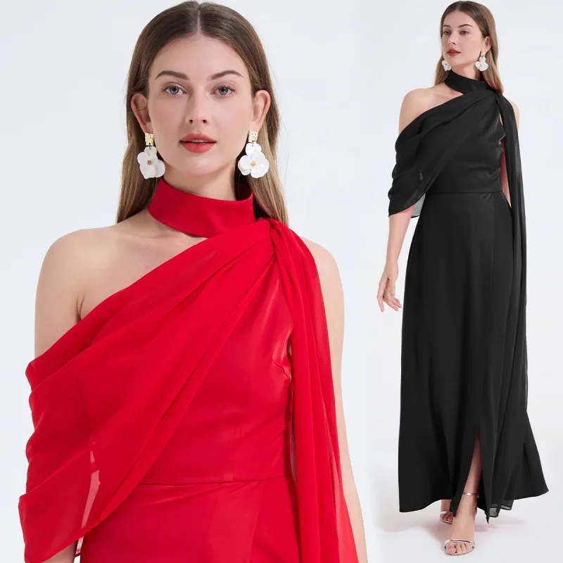 Elegant Temperament Split Dress Sexy Slanted Shoulder Neck High Waist Dress
Elegant Temperament Split Dress Sexy Slanted Shoulder Neck High Waist Dress