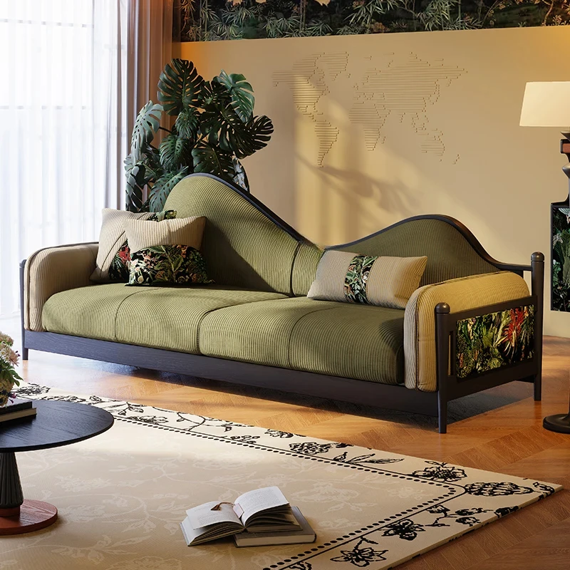 Fabric sofa French retro living room green corduroy antique three-person sofa
Fabric sofa French retro living room green corduroy antique three-person sofa