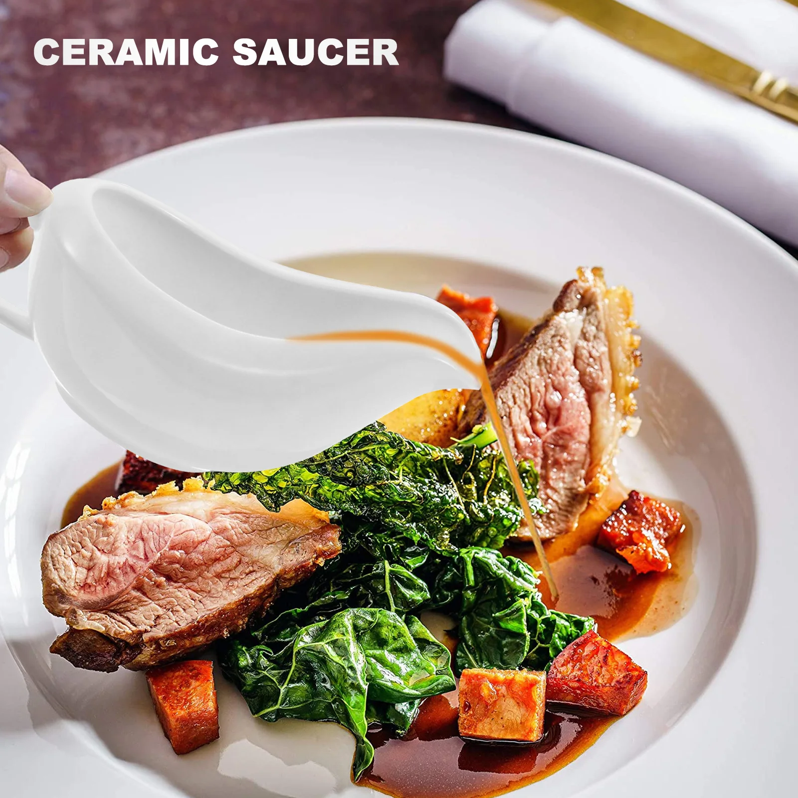 1Set High-Quality Ceramic Gravy Boat Ergonomic Handle Pouring Nozzle for Everyday Use and Holidays White Gravy Boat
1Set High-Quality Ceramic Gravy Boat Ergonomic Handle Pouring Nozzle for Everyday Use and Holidays White Gravy Boat