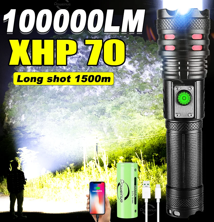 Large Aperture LED Flashlight High Power Rechargeable Torch Outdoor Waterproof Work Emergency Tactical Flashlights Hunting Light
Large Aperture LED Flashlight High Power Rechargeable Torch Outdoor Waterproof Work Emergency Tactical Flashlights Hunting Light