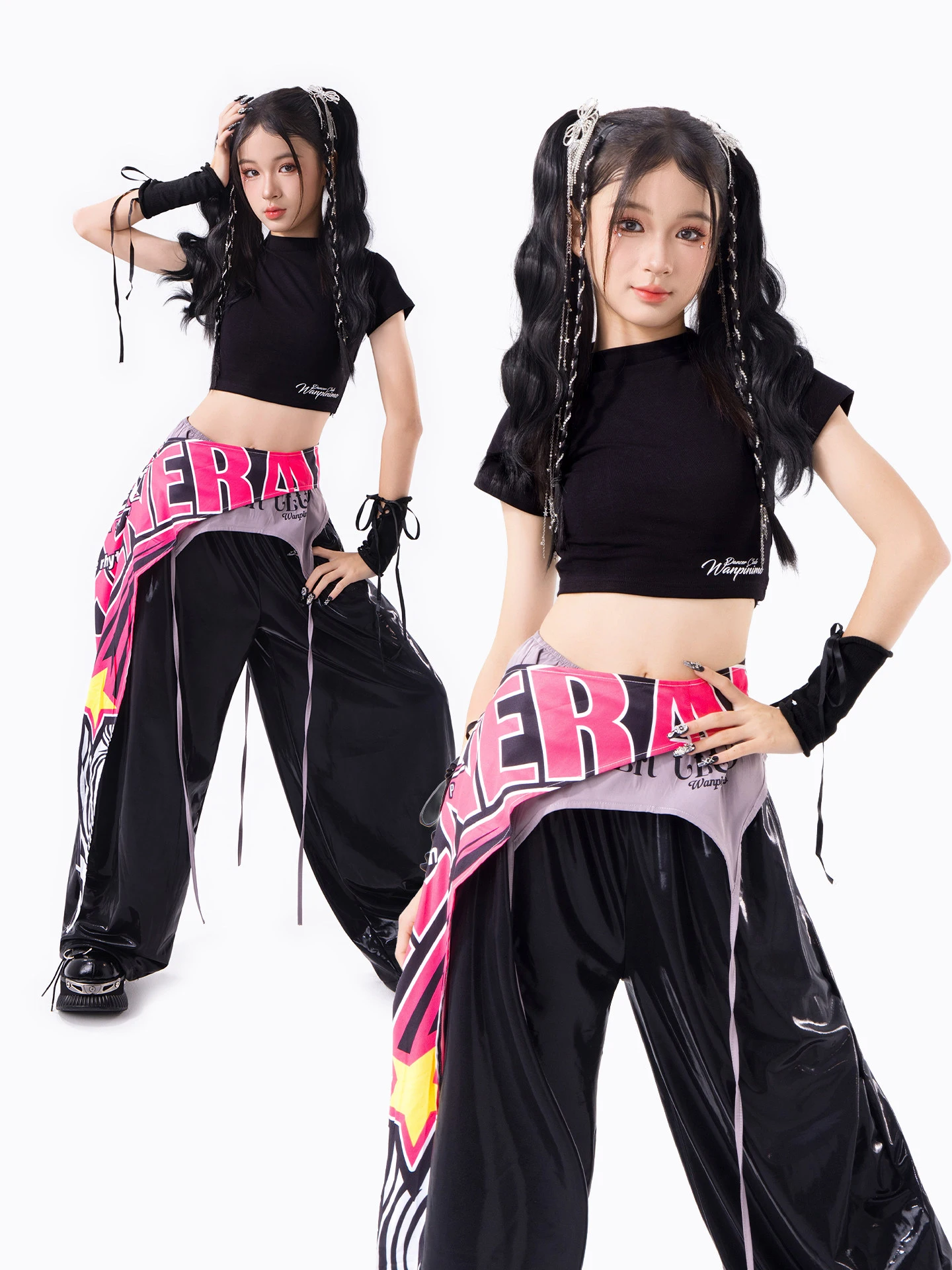 Children Hip Hop Dance Costumes For Girls Black Crop Top Loose Pants Kpop Outfits Jazz Dance Performance Rave Clothes DQS23198
Children Hip Hop Dance Costumes For Girls Black Crop Top Loose Pants Kpop Outfits Jazz Dance Performance Rave Clothes DQS23198