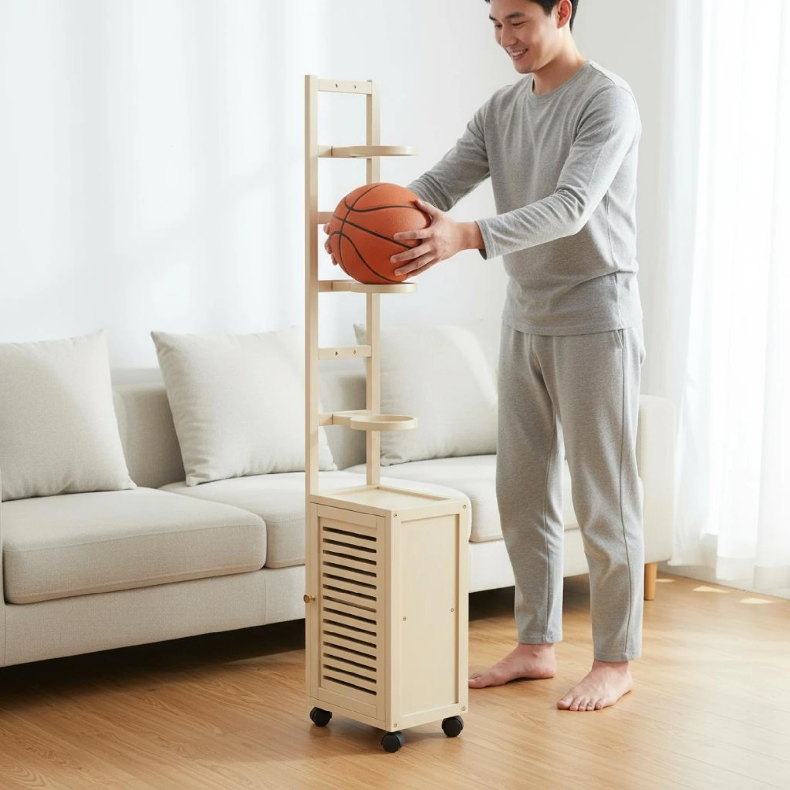 Rolling Ball Storage Rack Movable Mobile Sports Ball Organizer Basketball Storage Rack Space Saving Heavy-Duty for Playroom
Rolling Ball Storage Rack Movable Mobile Sports Ball Organizer Basketball Storage Rack Space Saving Heavy-Duty for Playroom