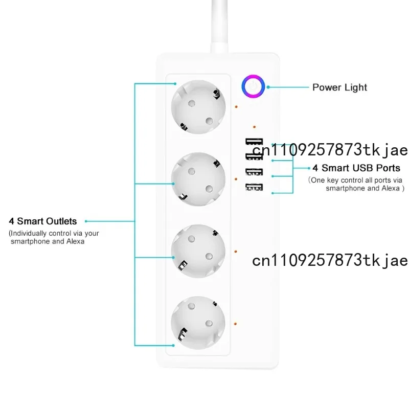 New Smart WiFi Socket Power Strip Multi Plug with 4 Plug 4 USB Port Smart Life Compatible with
New Smart WiFi Socket Power Strip Multi Plug with 4 Plug 4 USB Port Smart Life Compatible with