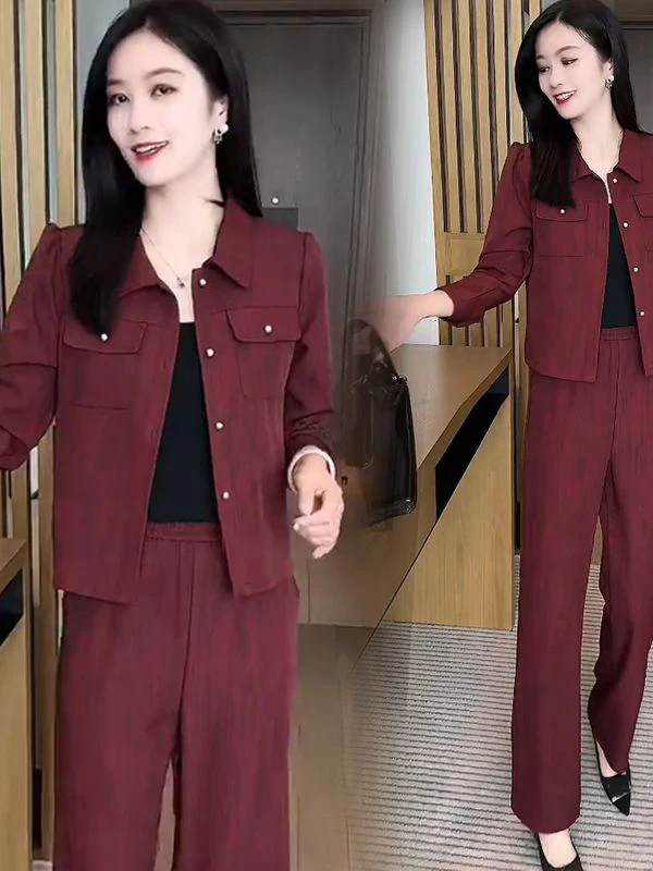 Fashionable Slimming Short Coat And Wide Leg Pants Women's Set Autumn New Style Casual Two-Piece Suit Elegant Style Polyester...
Fashionable Slimming Short Coat And Wide Leg Pants Women's Set Autumn New Style Casual Two-Piece Suit Elegant Style Polyester...