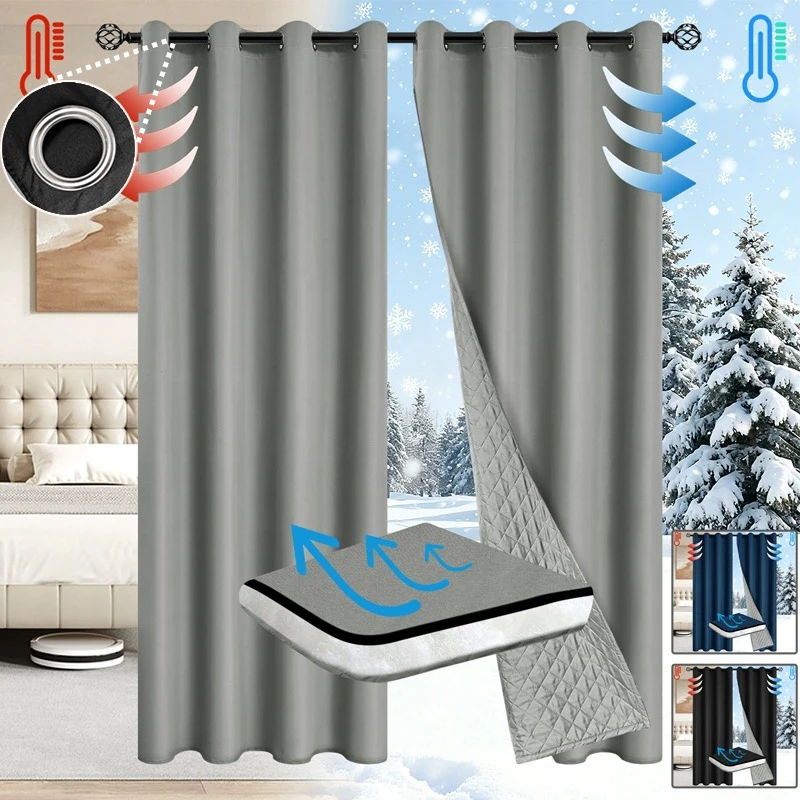 New Winter Thickened Cotton Insulated Curtain Solid Color 100% Blackout Windproof Cold Proof Curtain for Bedroom Living Room 커튼
New Winter Thickened Cotton Insulated Curtain Solid Color 100% Blackout Windproof Cold Proof Curtain for Bedroom Living Room 커튼