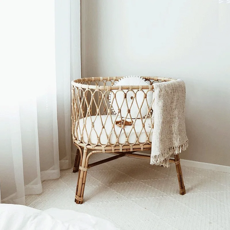 Baby bed Nordic retro pure handmade natural imported real rattan rattan woven baby bed
Baby bed Nordic retro pure handmade natural imported real rattan rattan woven baby bed