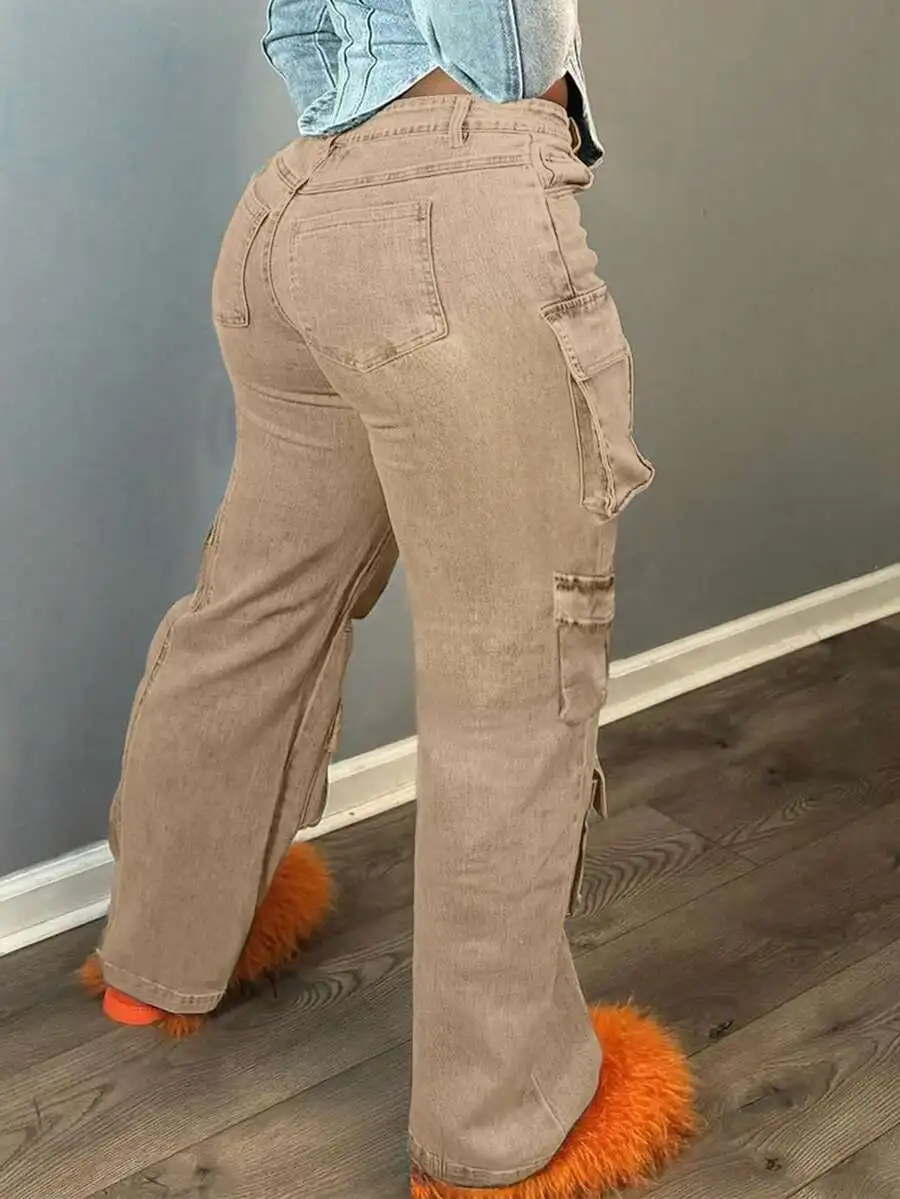 Womens Denim Cargo Pants With Multiple Pockets Casual Wide Leg Trousers
Womens Denim Cargo Pants With Multiple Pockets Casual Wide Leg Trousers