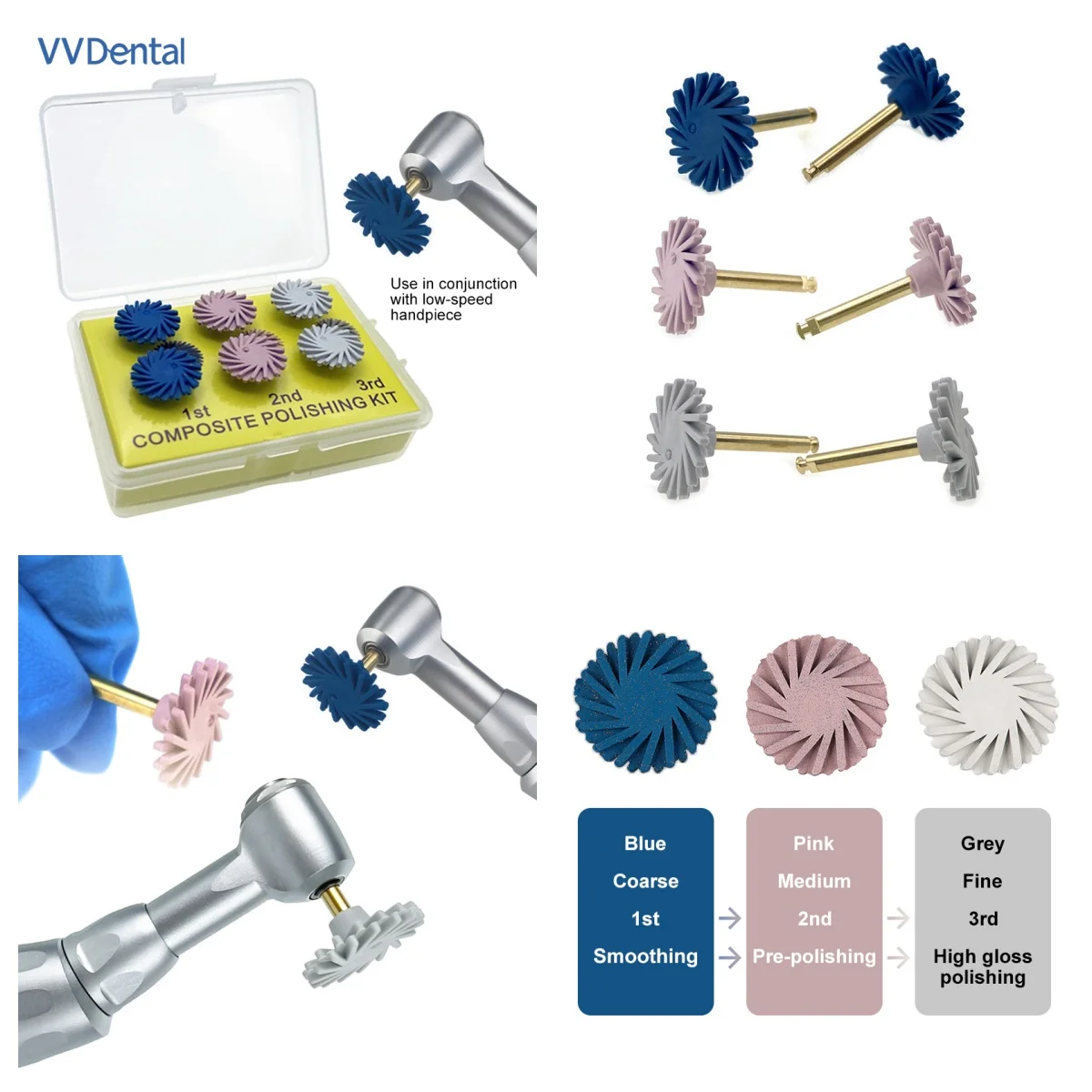 VVDental Enamel Polishing Set with Gold Handle for Low-Speed Mobile Phones And Polishing Machines 6-Disk
VVDental Enamel Polishing Set with Gold Handle for Low-Speed Mobile Phones And Polishing Machines 6-Disk