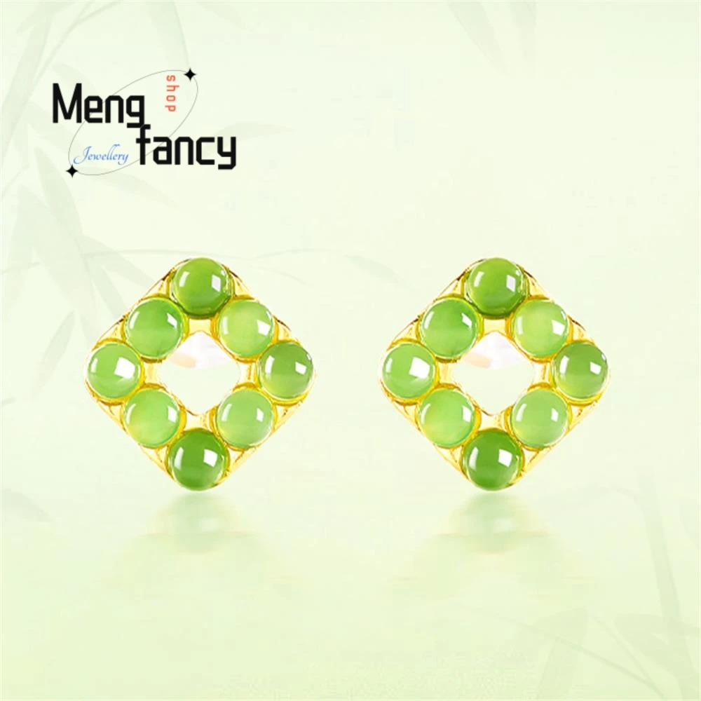 Genuine Spinach Green Natural Old Material Hetian Jade Diamond-shaped Women's S925 Silver Inlaid Earrings Luxury Fashion Jewelry
Genuine Spinach Green Natural Old Material Hetian Jade Diamond-shaped Women's S925 Silver Inlaid Earrings Luxury Fashion Jewelry