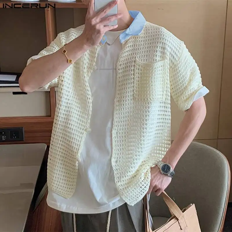 INCERUN Men Shirts Patchwork Mesh Hollow Out Transparent Lapel Short Sleeve Men Clothing Streetwear 2024 Fashion Shirts S-5XL
INCERUN Men Shirts Patchwork Mesh Hollow Out Transparent Lapel Short Sleeve Men Clothing Streetwear 2024 Fashion Shirts S-5XL