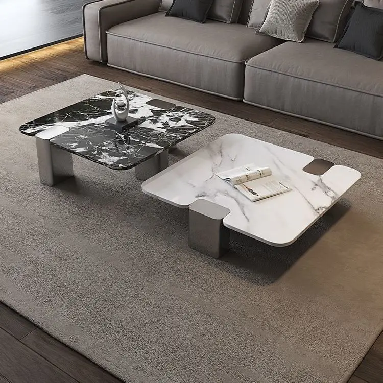 Marble coffee table, square home living room black-and-white high-low table combination
Marble coffee table, square home living room black-and-white high-low table combination