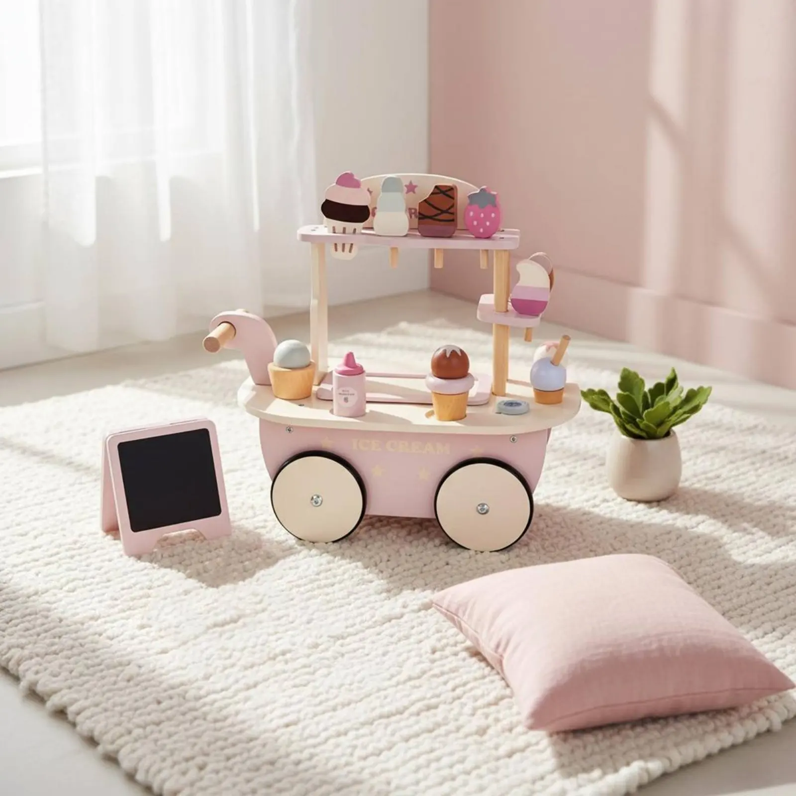 Ice Cream Role Play Wagon Interactive Wooden Ice Cream Wagon Plaything Educational Stable Base for Playroom
Ice Cream Role Play Wagon Interactive Wooden Ice Cream Wagon Plaything Educational Stable Base for Playroom