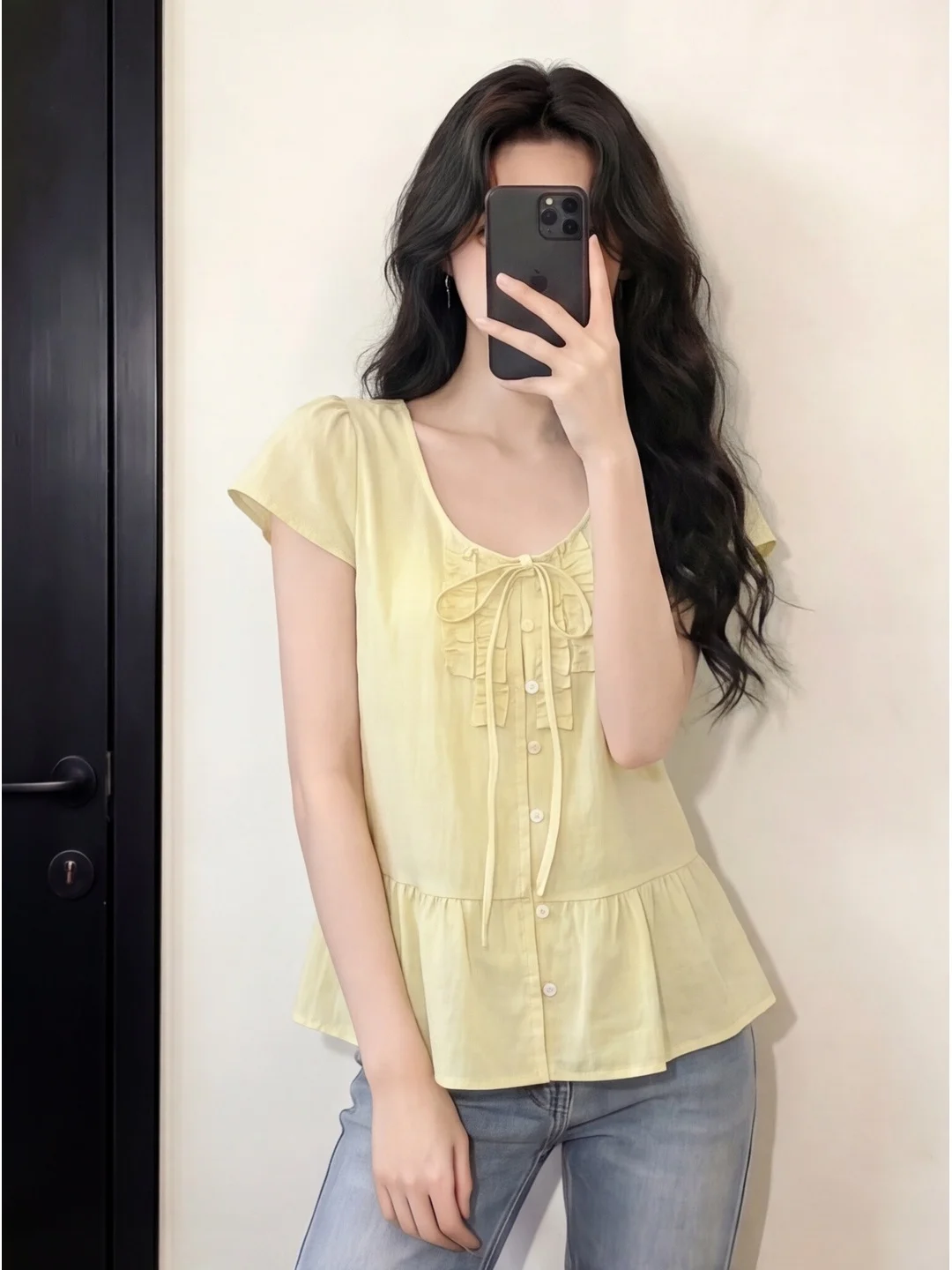 Yellow Sweet Style Knot Wooden Ear Short Sleeve Shirt Women's Summer Lazy Loose Slimming Doll Shirt Top
Yellow Sweet Style Knot Wooden Ear Short Sleeve Shirt Women's Summer Lazy Loose Slimming Doll Shirt Top