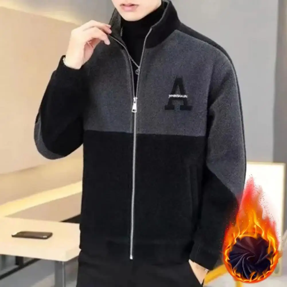 Patchwork Color Men Sweatshirt Thick Warm Men's Winter Coat with Stand Collar Soft Zipper Closure Stylish Cardigan for Fall
Patchwork Color Men Sweatshirt Thick Warm Men's Winter Coat with Stand Collar Soft Zipper Closure Stylish Cardigan for Fall