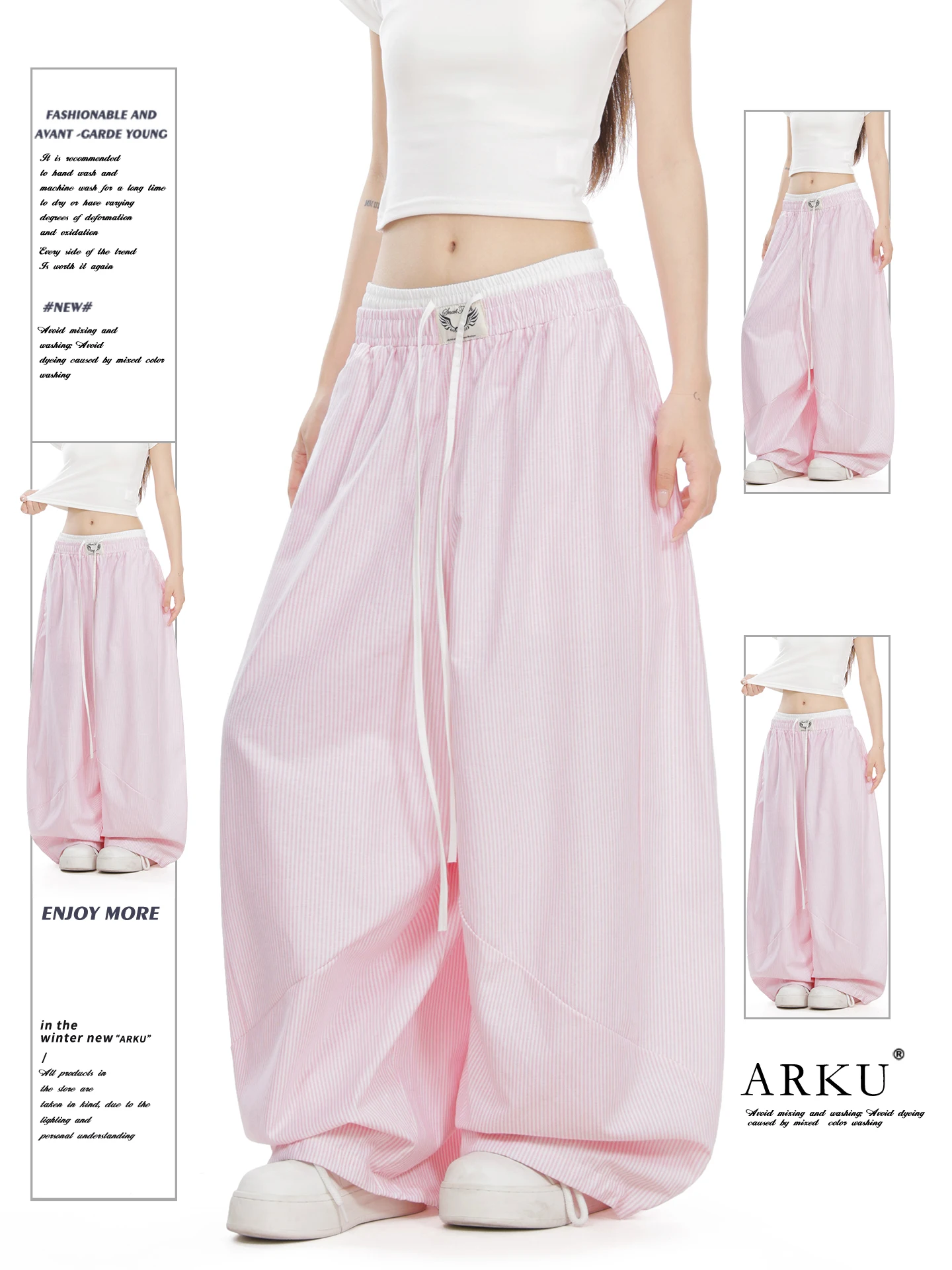 American Style Patchwork Wide Leg Pants Women Loose Slimming Lazy Style Drapey Straight Casual Trousers Natural Waist
American Style Patchwork Wide Leg Pants Women Loose Slimming Lazy Style Drapey Straight Casual Trousers Natural Waist