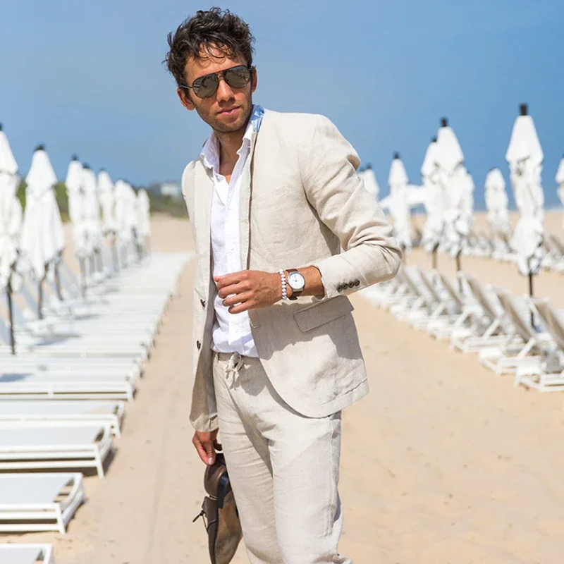 Linen Summer Casual Suits for Men Beach Wedding Tuxedo Custom Groom Prom Business Suit Blazer with Pants Male Fashion Costume
Linen Summer Casual Suits for Men Beach Wedding Tuxedo Custom Groom Prom Business Suit Blazer with Pants Male Fashion Costume