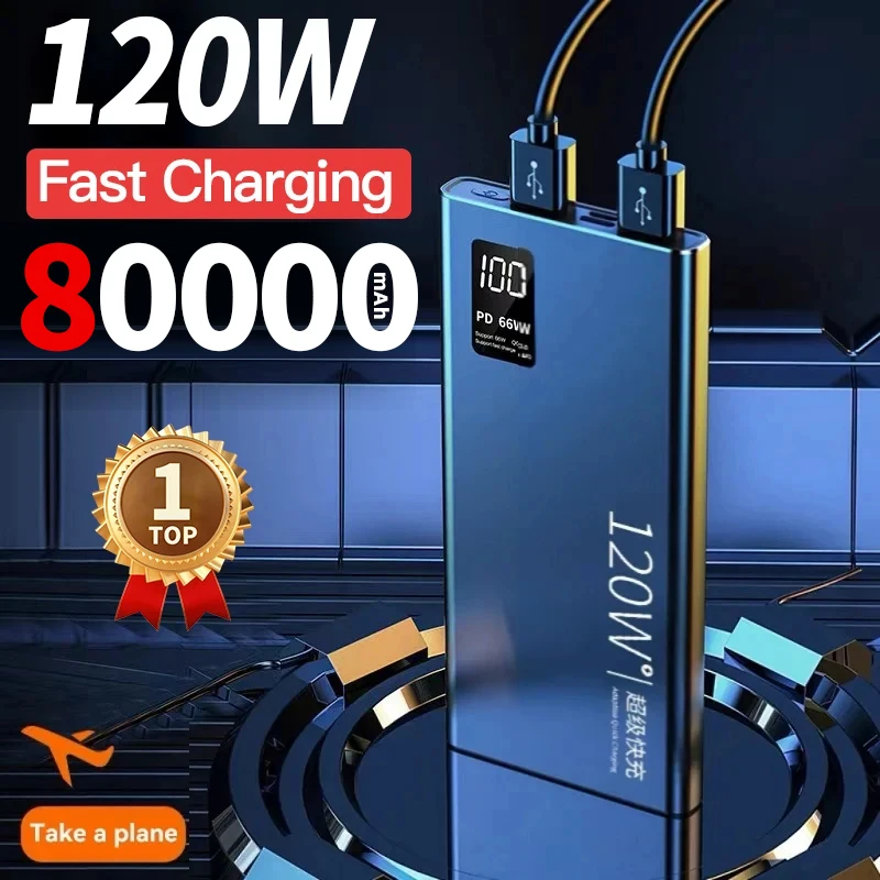80000 мАч Power Bank 120 Вт Сверхбыстрая зарядка 100% достаточная емкость Портативное зарядное устройство с цифровым дисплеем для iPhone Xiaomi
80000 мАч Power Bank 120 Вт Сверхбыстрая зарядка 100% достаточная емкость Портативное зарядное устройство с цифровым дисплеем для iPhone Xiaomi