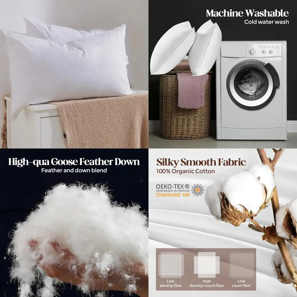 Подушки Queen Size, 2 штуки, с наполнителем из пуха - 100% хлопок, идеально подходят для сна как в отеле, так и в любых позах.
Подушки Queen Size, 2 штуки, с наполнителем из пуха - 100% хлопок, идеально подходят для сна как в отеле, так и в любых позах.