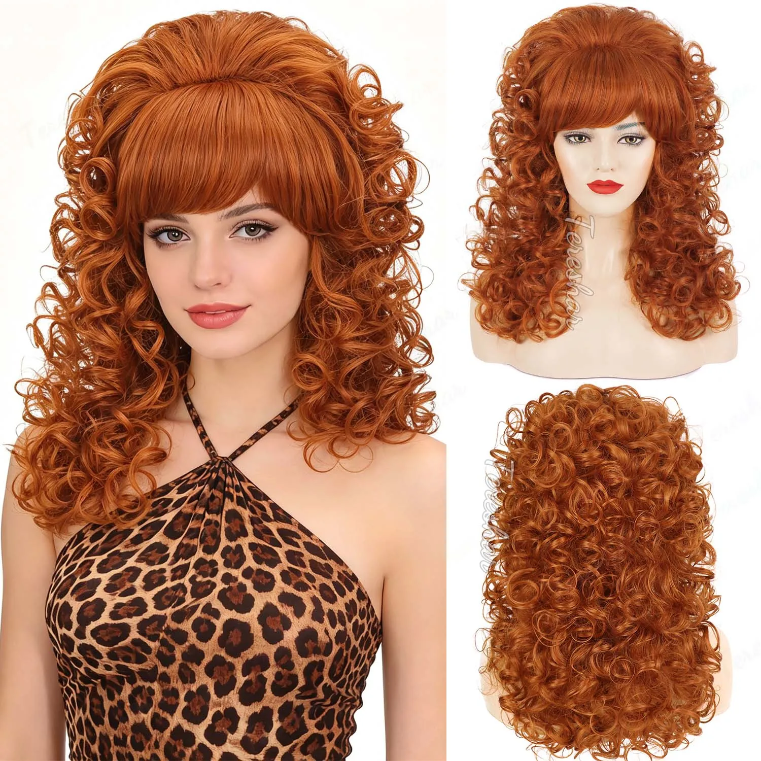 Synthetic 80s Long Curly Vintage Wig with Bangs Women Big Bouffant Beehive Queen Wig for Halloween Party Peggy Bundy Cosplay Wig
Synthetic 80s Long Curly Vintage Wig with Bangs Women Big Bouffant Beehive Queen Wig for Halloween Party Peggy Bundy Cosplay Wig
