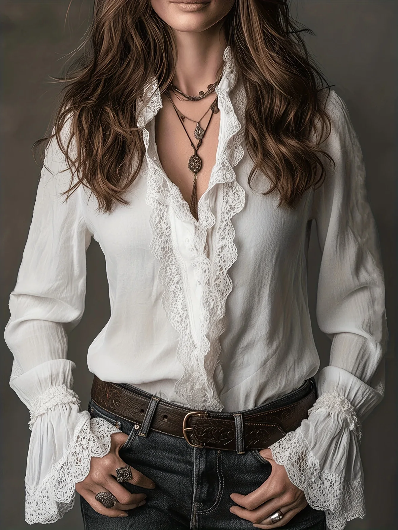 Spring Autumn 2026 Vintage Lace Blouse Women Embroidered Patchwork Slim Waist Shirt Tops Buttons Flare Sleeve Elegant 64080
Spring Autumn 2026 Vintage Lace Blouse Women Embroidered Patchwork Slim Waist Shirt Tops Buttons Flare Sleeve Elegant 64080